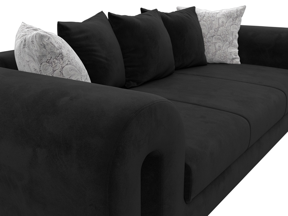 Диван прямой Волна (seven 35 черный;seven 17 серый)