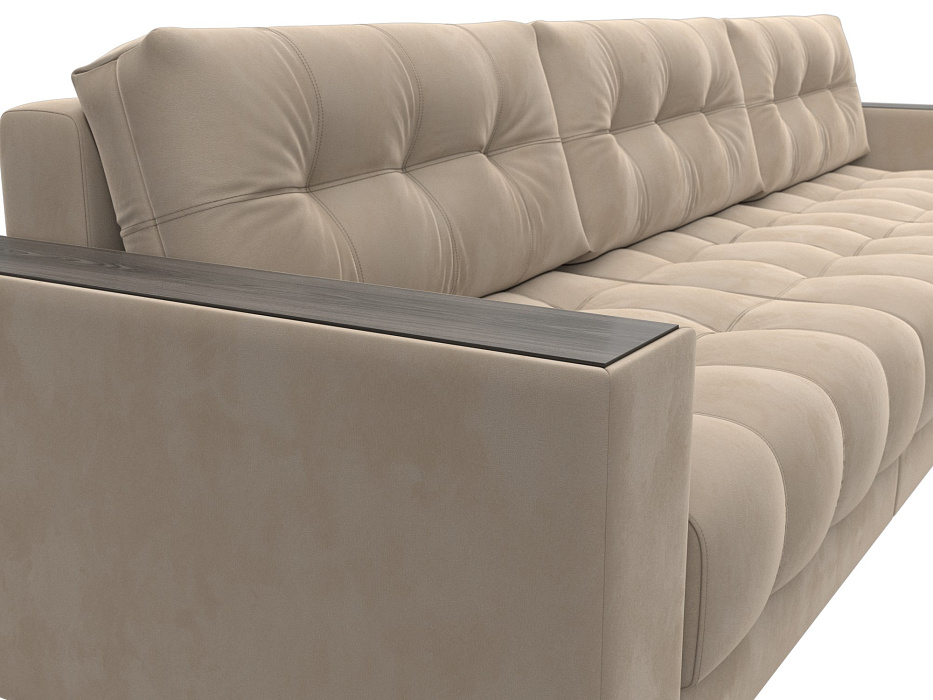 Диван угловой с декором Лига-049 НПБ Лонг (seven 729 бежевый)