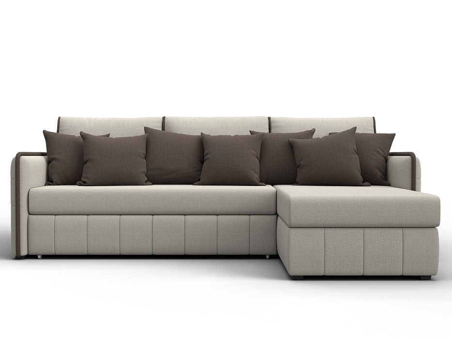 Диван угловой Лига-078 угол универсальный (амур 02 бежевый/амур 05 коричневый)