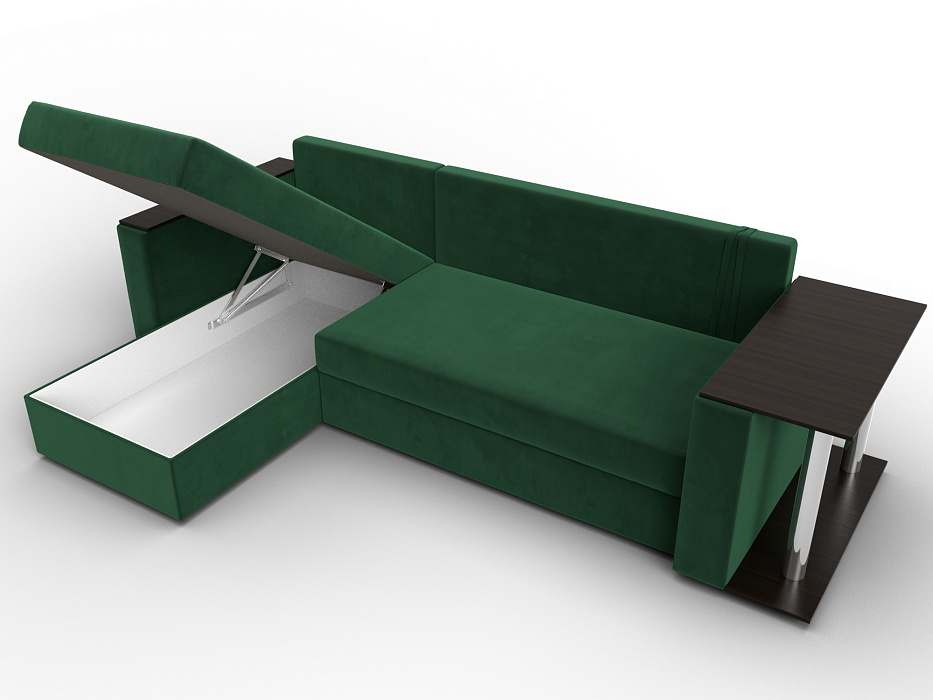 Диван угловой Атланта со столом левый угол (seven 626 зеленый)