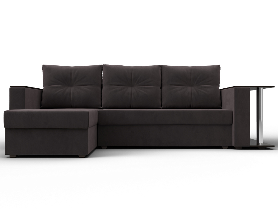 Диван угловой Атланта со столом левый угол (seven 727 коричневый)