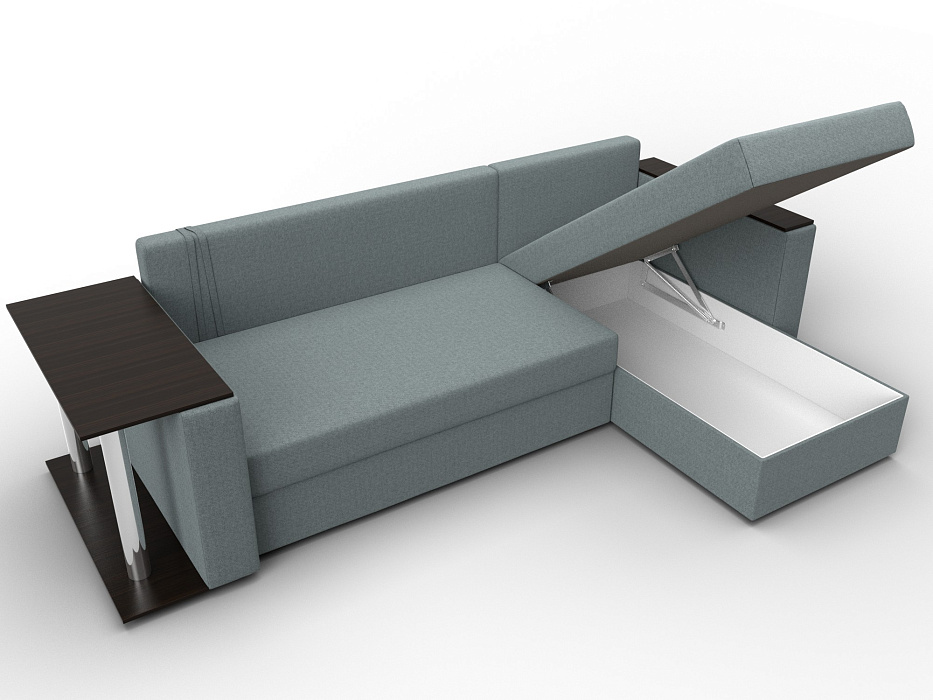 Диван угловой Атланта со столом правый угол (амур 07 серый)