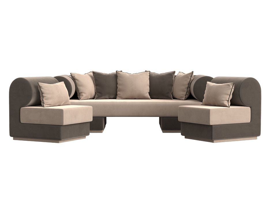 Набор Кипр-3 (диван, 2 кресла) (бежевый\коричневый)