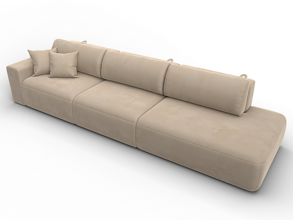 Диван прямой Лига-036 НПБ Модерн Лонг подлокотник слева (seven 729 бежевый)