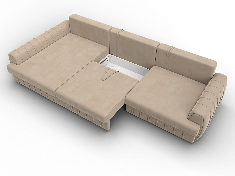 Диван угловой Лига-057 НПБ Лонг угол левый (seven 729 бежевый)