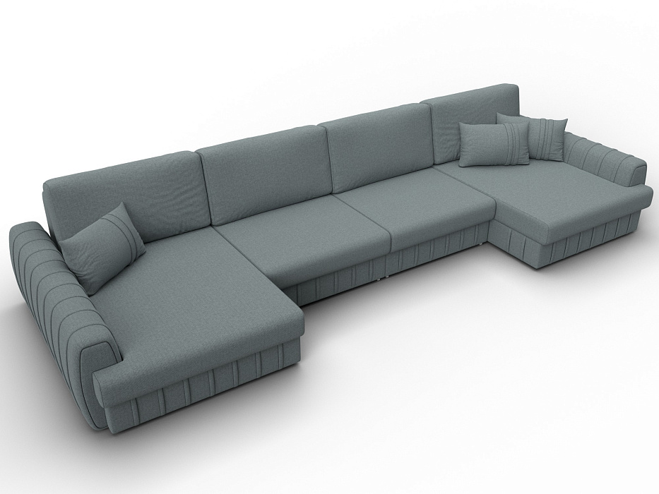 Диван П-образный Лига-057 НПБ Лонг (амур 07 серый)