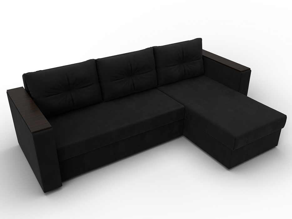 Диван угловой Атланта без стола универсальный угол (черный)