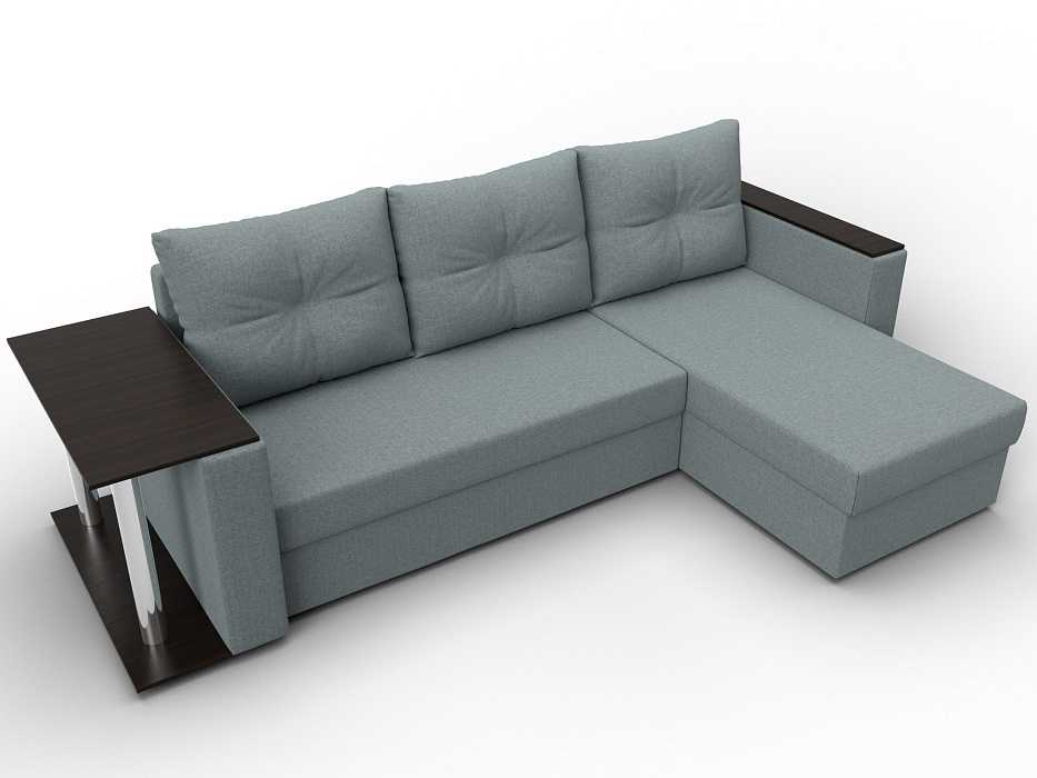 Диван угловой Атланта со столом правый угол (амур 07 серый)