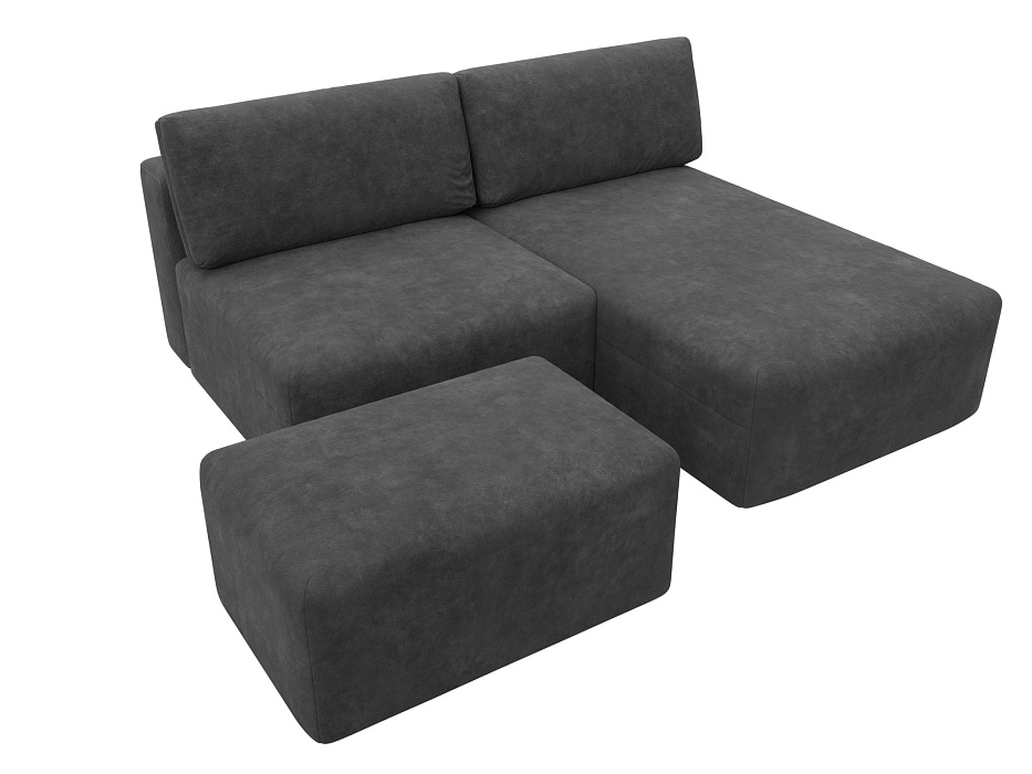 Диван угловой модульный с пуфом Лига-060 НПБ угол универсальный (brut 16 темно-серый)