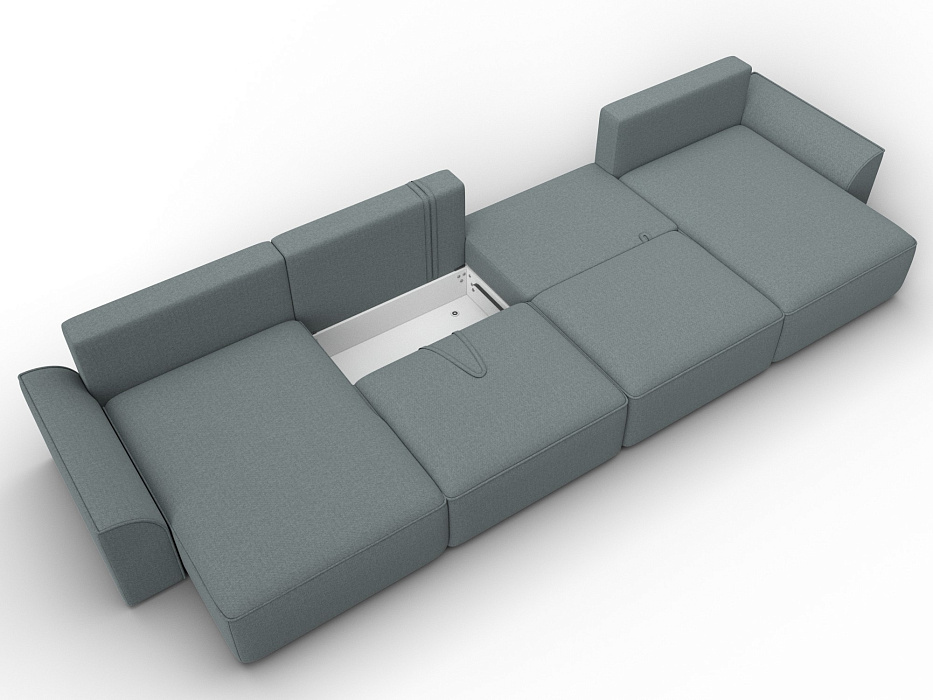 Диван П-образный Лига-048 НПБ лонг (амур 07 серый)