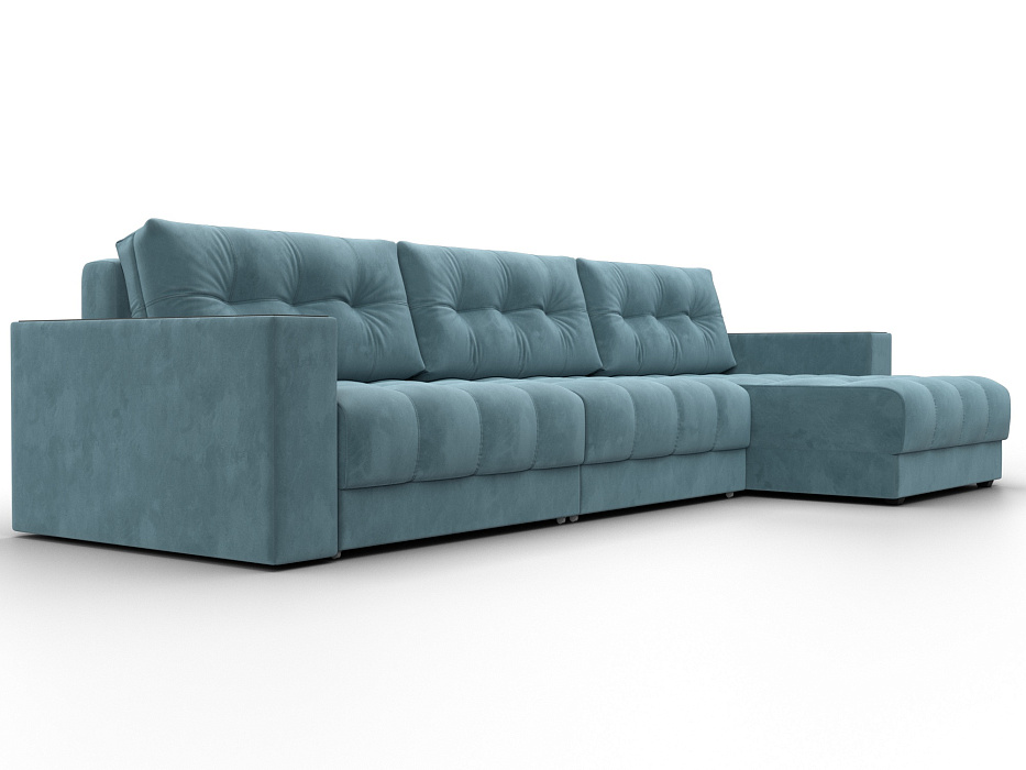 Диван угловой с декором Лига-049 НПБ Лонг (seven 113 бирюзовый)