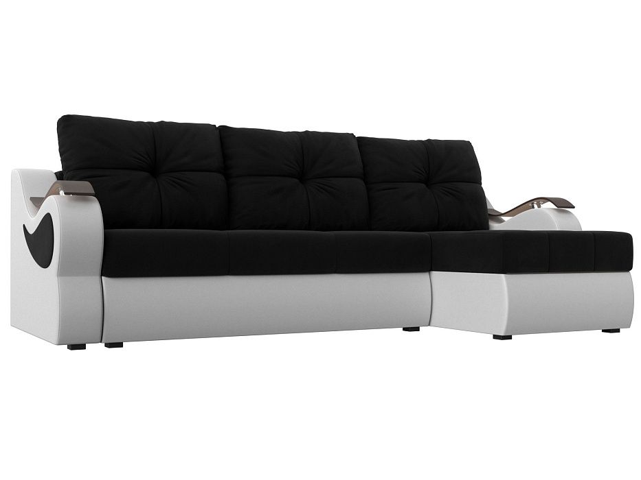Угловой диван Меркурий правый угол (черный\белый цвет)