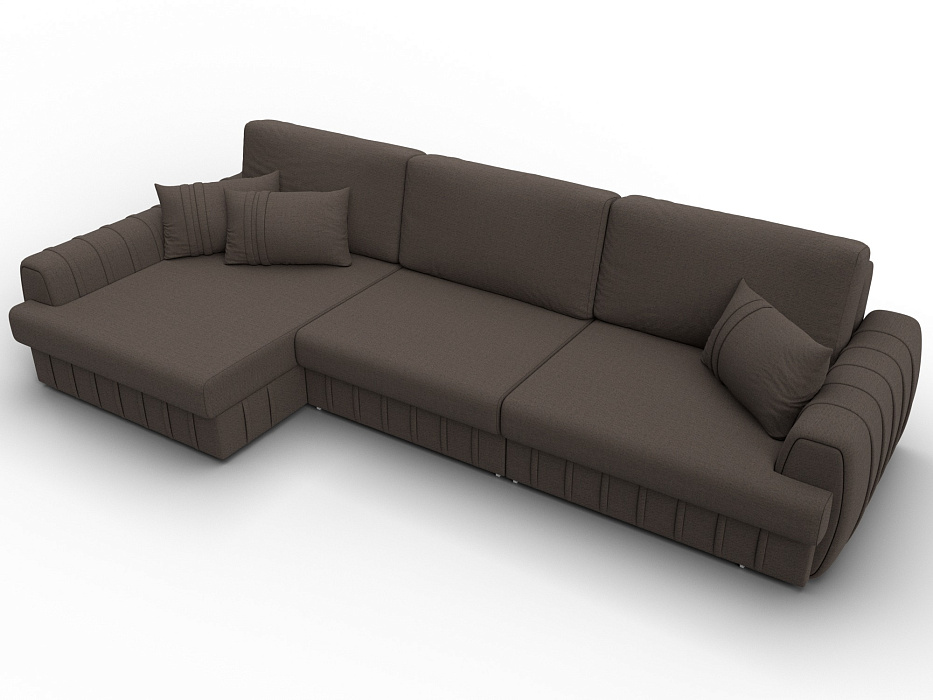 Диван угловой Лига-057 НПБ Лонг угол левый (амур 05 коричневый)