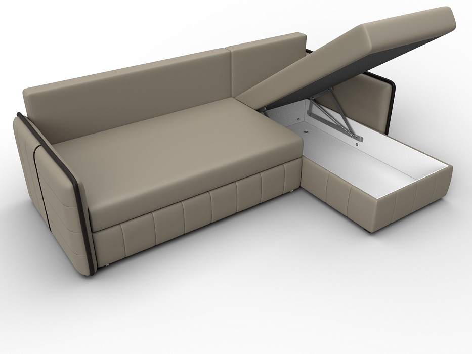 Диван угловой Лига-078 угол универсальный (grifon 04 бежевый/grifon 12 коричневый)