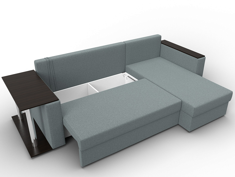 Диван угловой Атланта со столом правый угол (амур 07 серый)