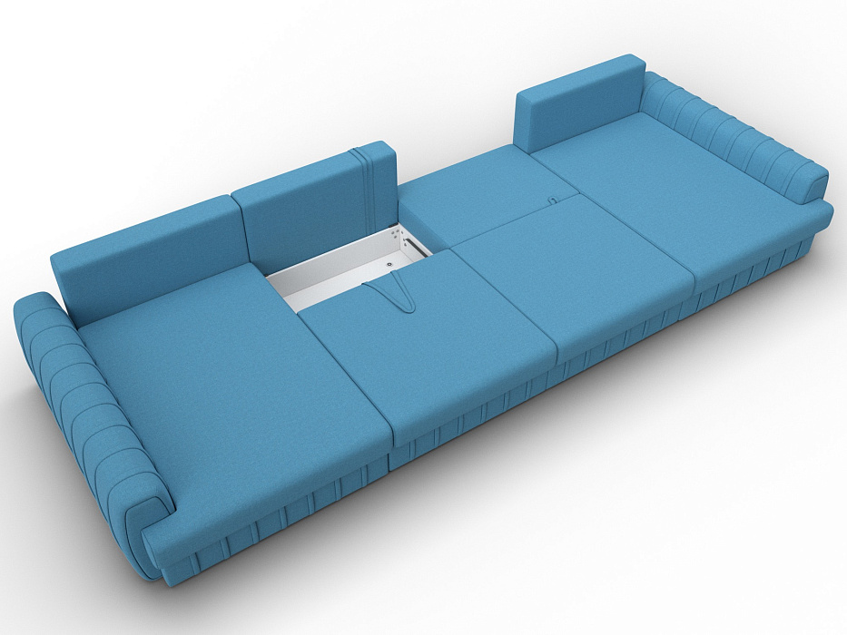 Диван П-образный Лига-057 НПБ Лонг (амур 10 голубой)