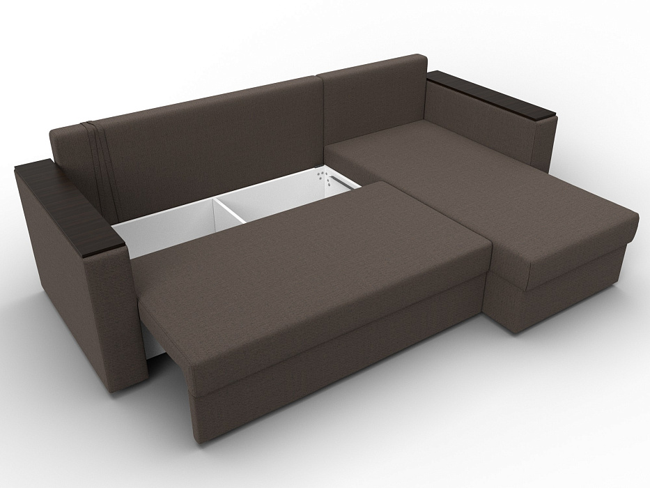 Диван угловой Атланта без стола универсальный угол (амур 05 коричневый)