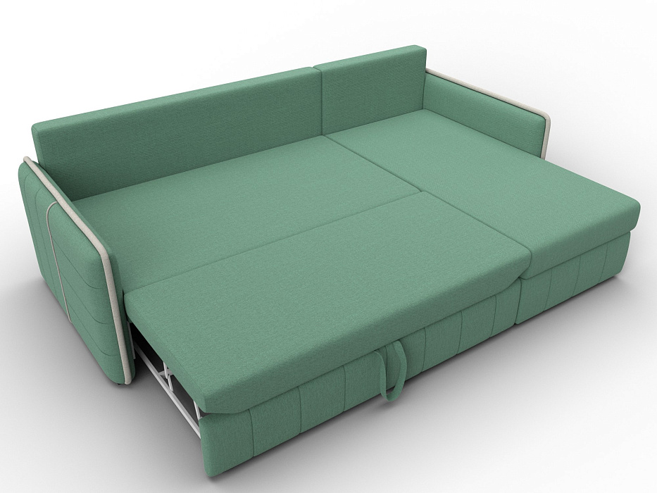 Диван угловой Лига-078 угол универсальный (амур 11 зеленый/амур 02 бежевый)