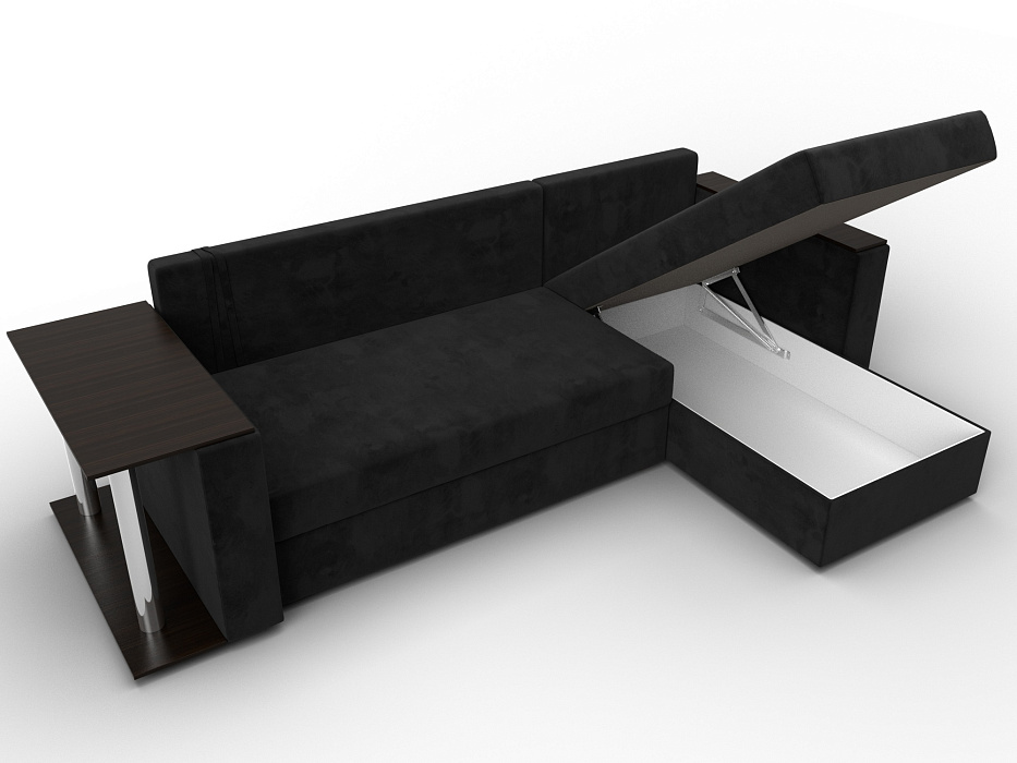 Диван угловой Атланта со столом правый угол (seven 35 черный)