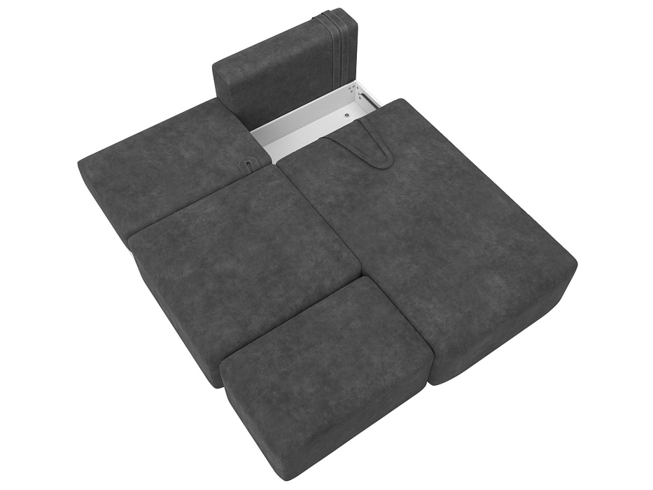 Диван угловой модульный с пуфом Лига-060 НПБ угол универсальный (brut 16 темно-серый)