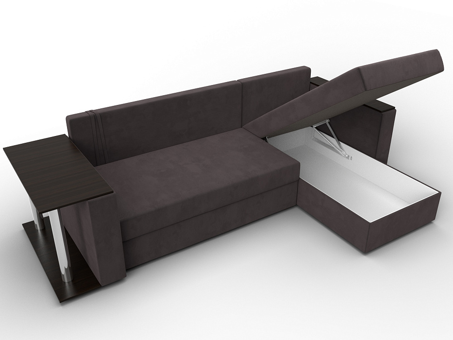 Диван угловой Атланта со столом правый угол (seven 727 коричневый)