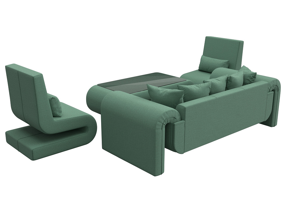 Набор Волна-2 (стол, диван, 2 кресла) (амур 11 зеленый)