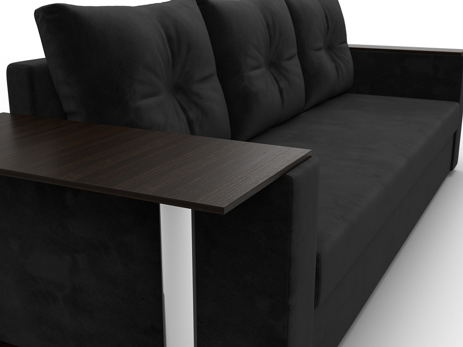 Диван прямой Атланта со столом слева (seven 35 черный)