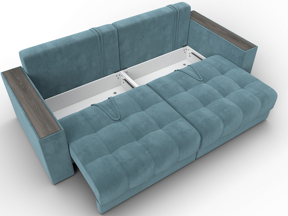 Диван прямой с декором Лига-049 НПБ (seven 113 бирюзовый)