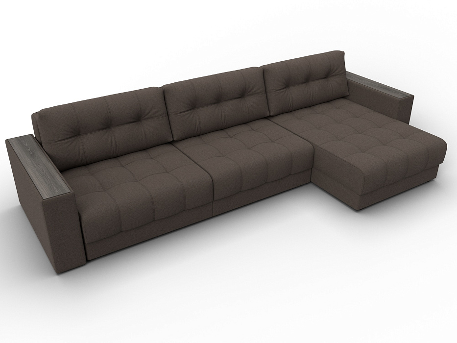 Диван угловой с декором Лига-049 НПБ Лонг (амур 05 коричневый)