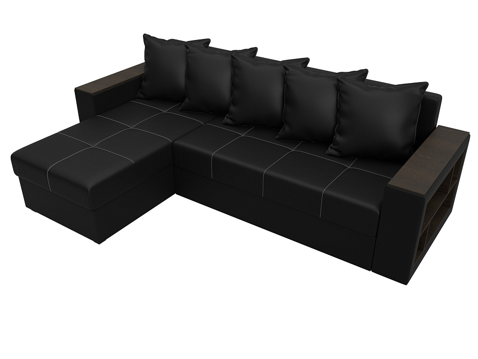 Диван угловой Дубай Лайт левый угол (черный)