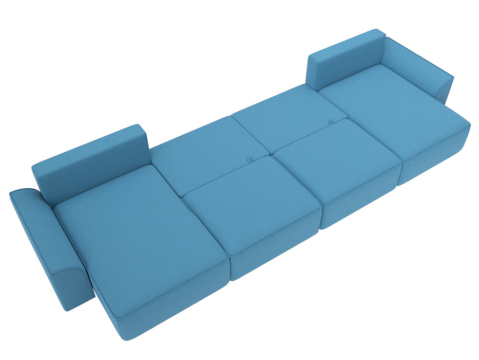 Диван П-образный Лига-048 НПБ лонг (амур 10 голубой)