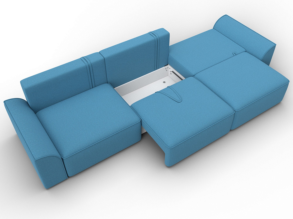 Диван прямой Лига-048 НПБ Лонг (амур 10 голубой)