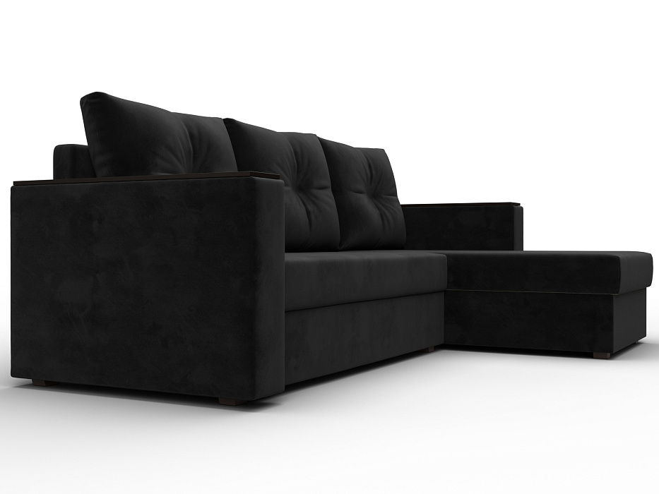 Диван угловой Атланта без стола универсальный угол (seven 35 черный)