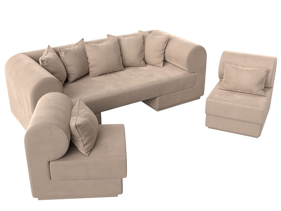 Набор Кипр-3 (диван, 2 кресла) (бежевый)