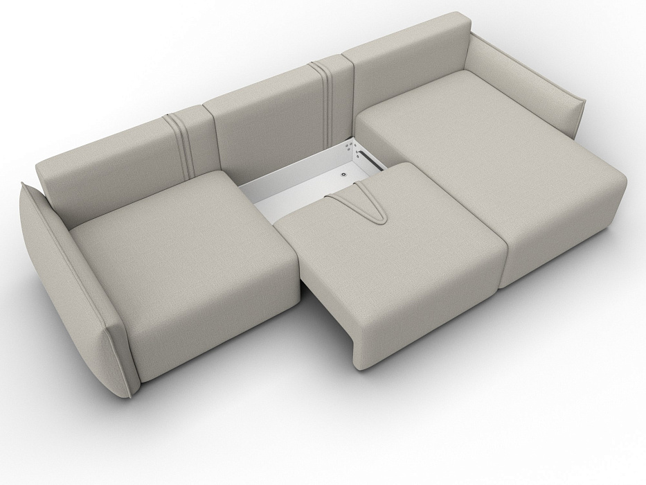 Диван угловой Лига-051 НПБ Лонг угол универсальный (амур 02 бежевый)