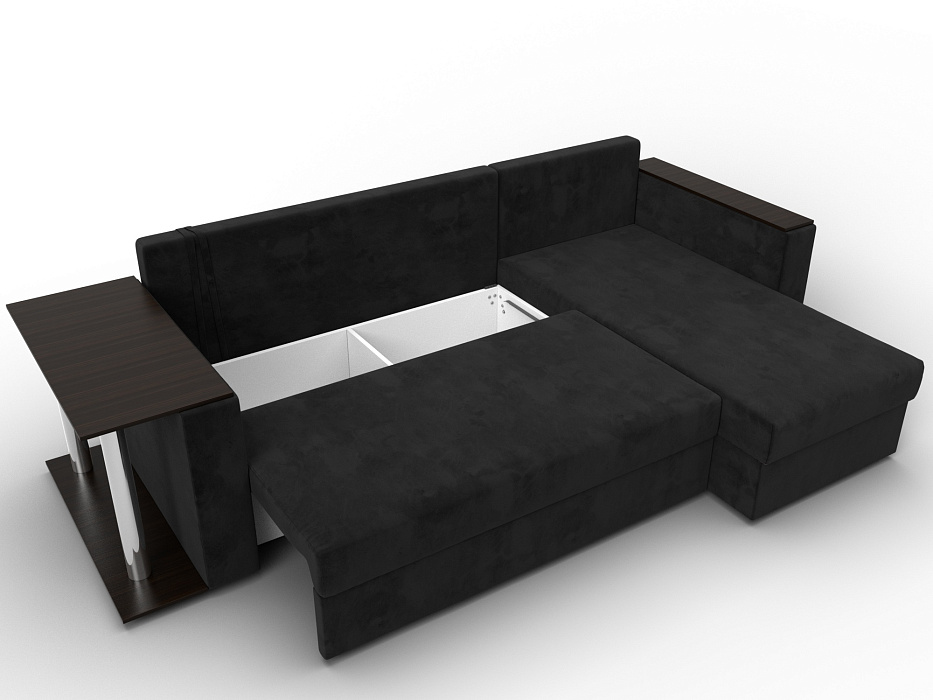Диван угловой Атланта со столом правый угол (seven 35 черный)