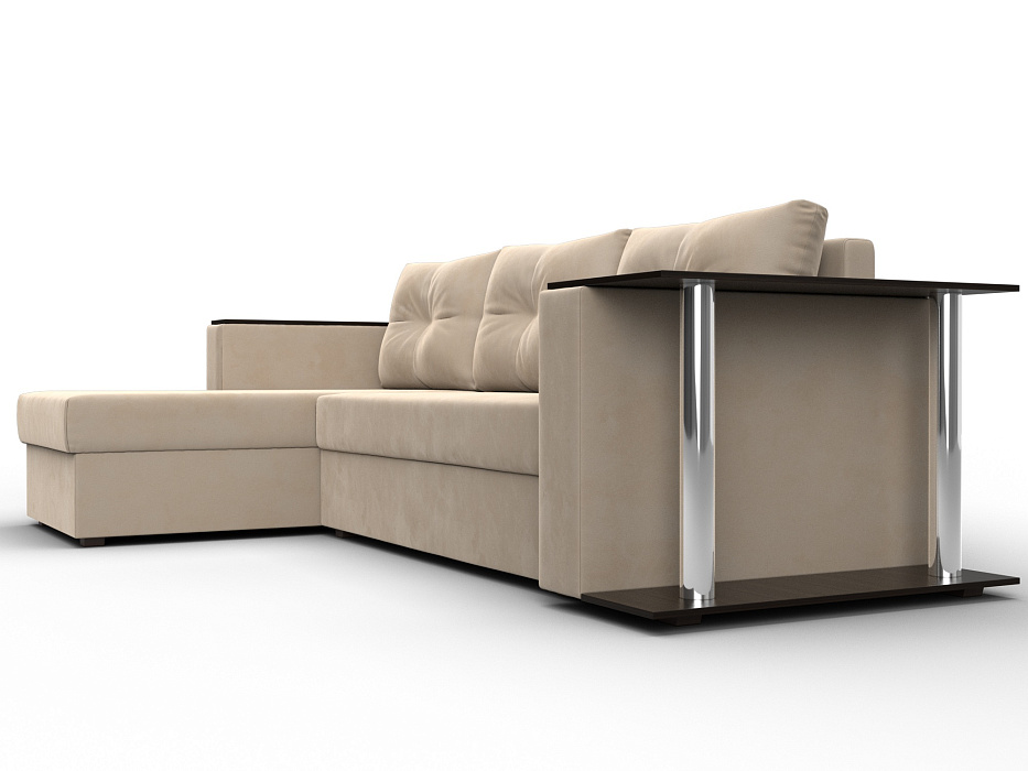 Диван угловой Атланта со столом левый угол (seven 729 бежевый)