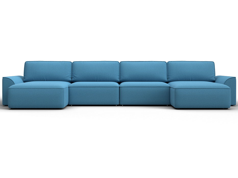 Диван П-образный Лига-048 НПБ лонг (амур 10 голубой)