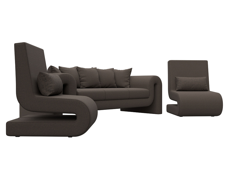 Набор Волна-1 (диван, 2 кресла) (амур 05 коричневый)