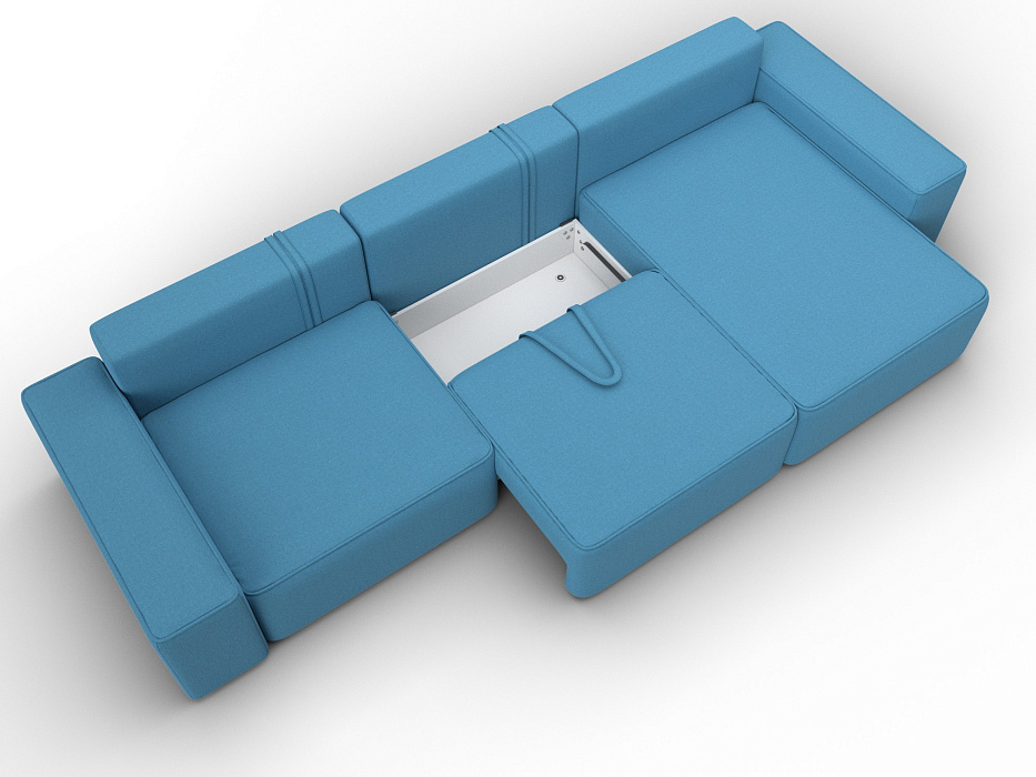 Диван угловой Лига-074 угол универсальный (амур 10 голубой)