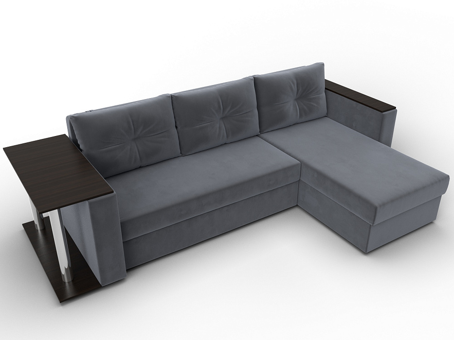 Диван угловой Атланта со столом правый угол (seven 17 серый)