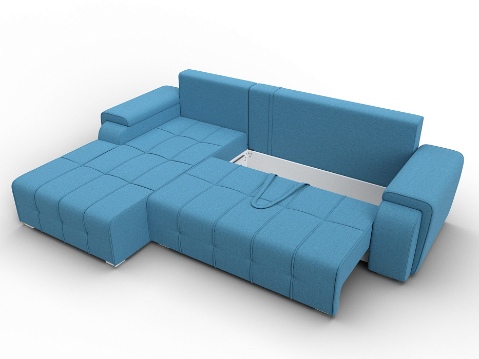 Диван угловой Лига-121 левый угол (амур 10 голубой)