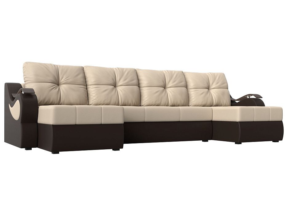 П-образный диван Меркурий (бежевый\коричневый)