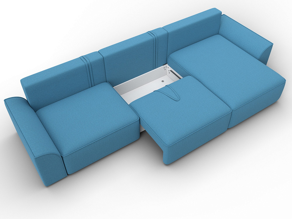 Диван угловой Лига-048 НПБ лонг (амур 10 голубой)