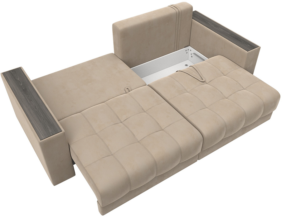 Диван прямой с декором Лига-049 НПБ (seven 729 бежевый)