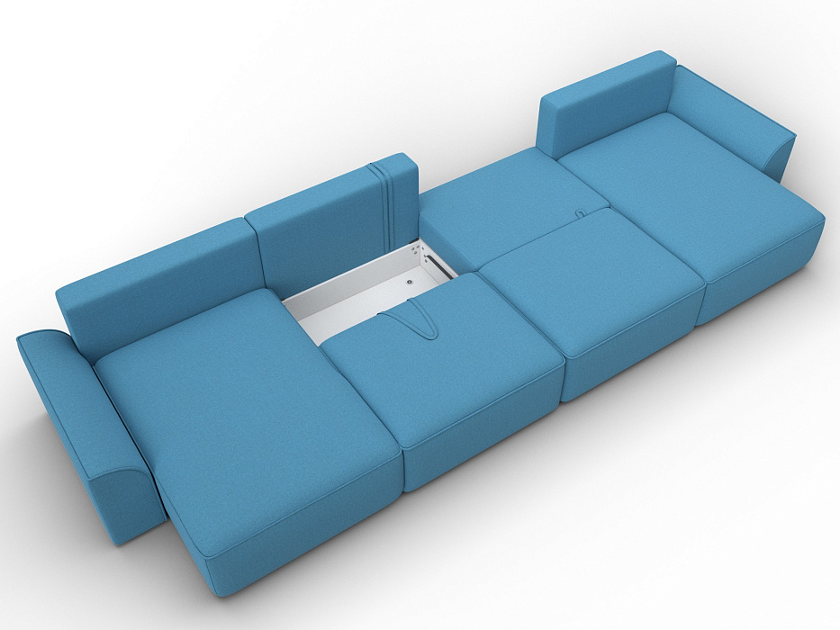 Диван П-образный Лига-048 НПБ лонг (амур 10 голубой)