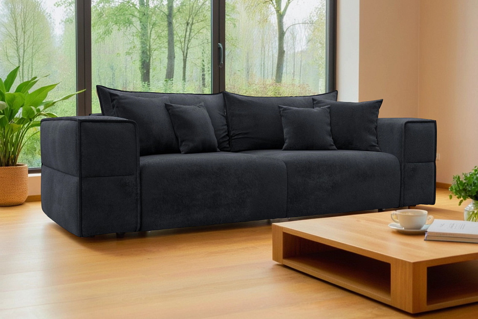 Диван прямой Лига-058 НПБ (tower 11 темно-серый)