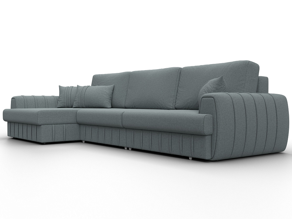 Диван угловой Лига-057 НПБ Лонг угол левый (амур 07 серый)