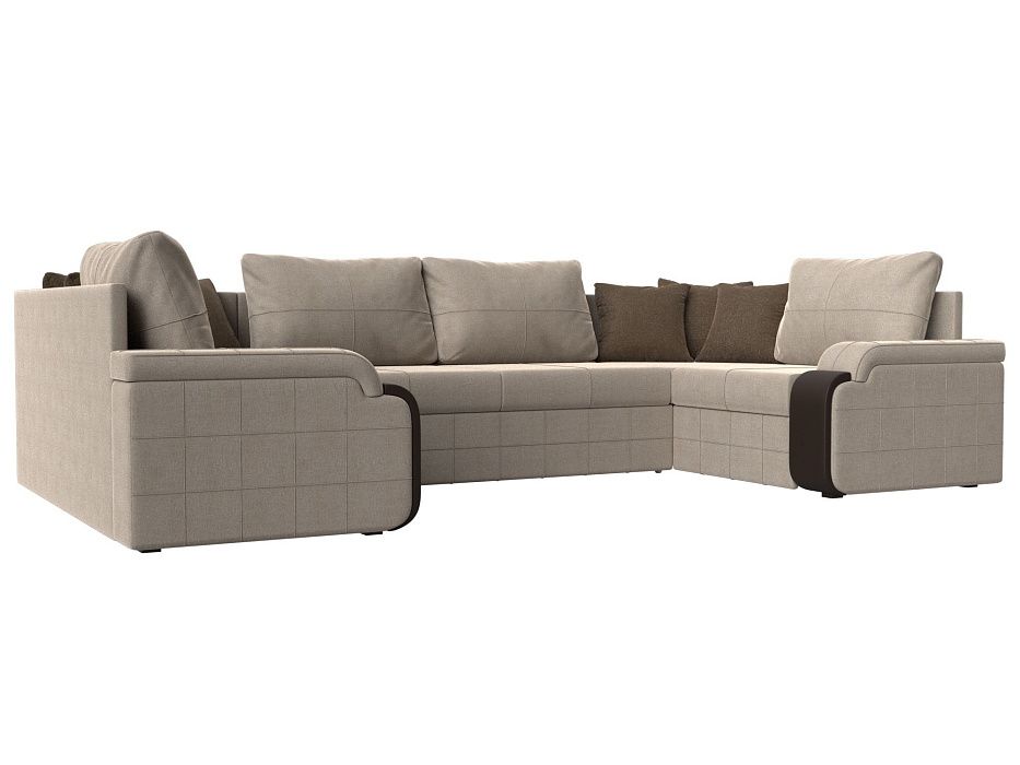 П-образный диван Николь (бежевый\коричневый\коричневый цвет)