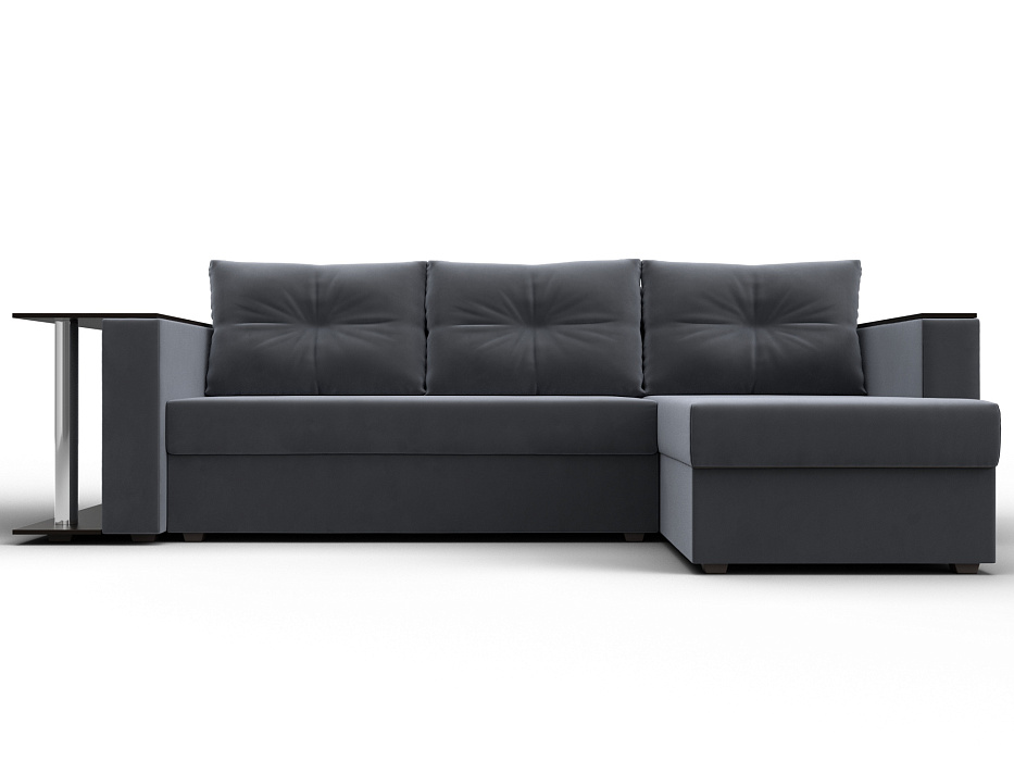 Диван угловой Атланта со столом правый угол (seven 17 серый)